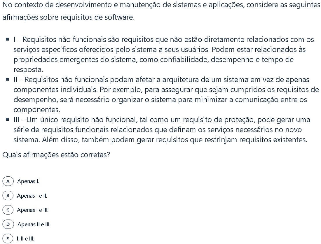 Exercício - No contexto de desenvolvimento e manutenção de sistemas e ap